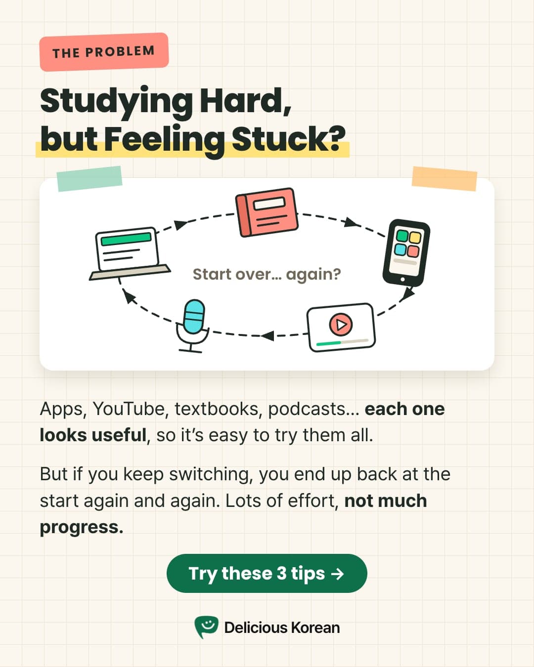 Jumping between resources keeps you busy, but stuck.