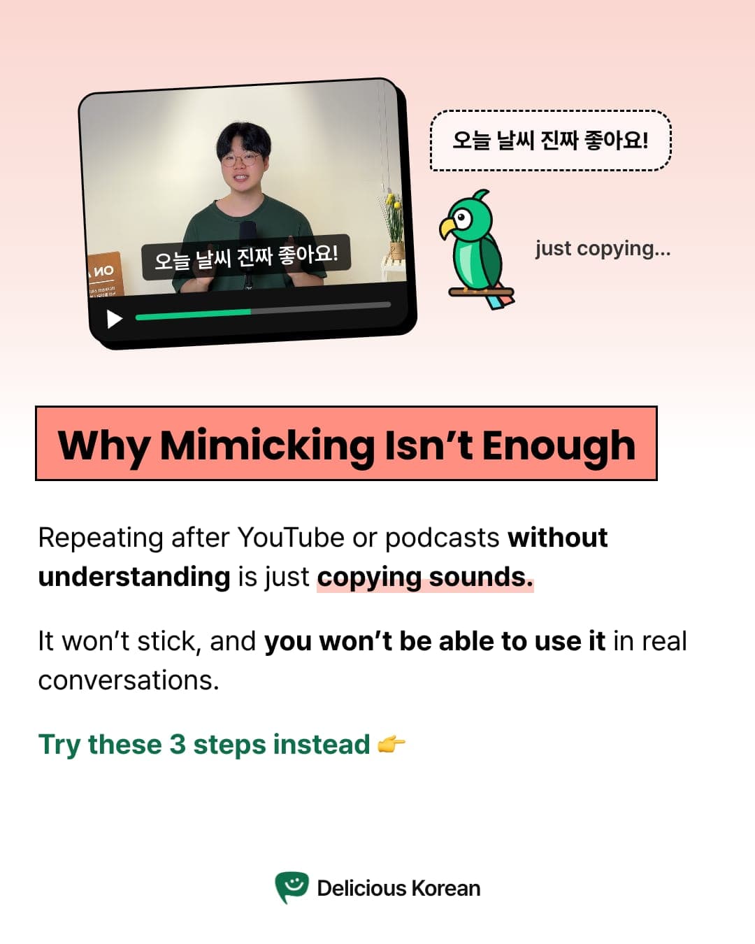 Repeating without understanding is just copying sounds.